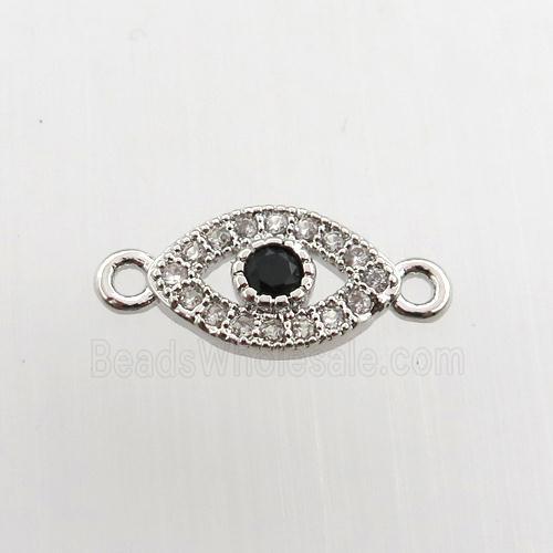 copper eye connector paved zircon, platinum plated