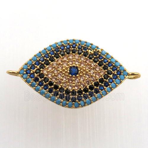 copper eye connector paved zircon, gold plated