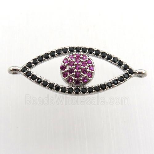 copper eye connector paved zircon, platinum plated