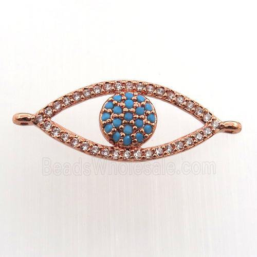 copper eye connector paved zircon, rose gold
