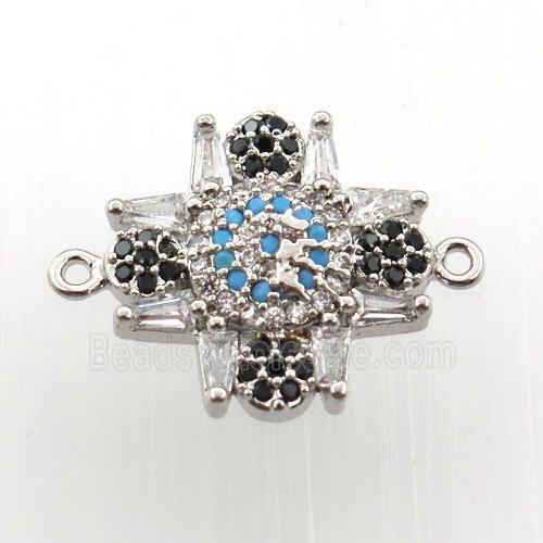 copper connector paved zircon, platinum plated