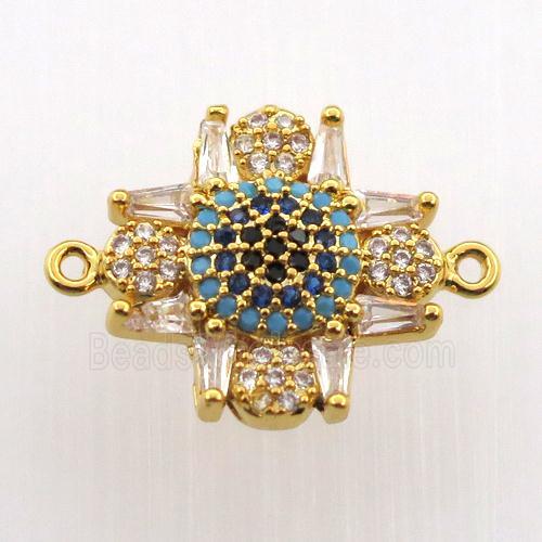 copper connector paved zircon, gold plated