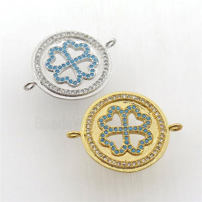 copper circle connector paved zircon, mix color