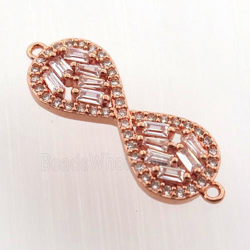 copper infinity connector paved zircon, rose gold