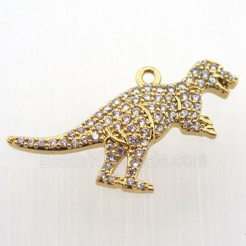 copper dragon pendant paved zircon, gold plated