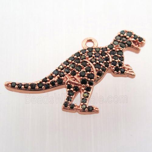 copper dragon pendant paved zircon, rose gold