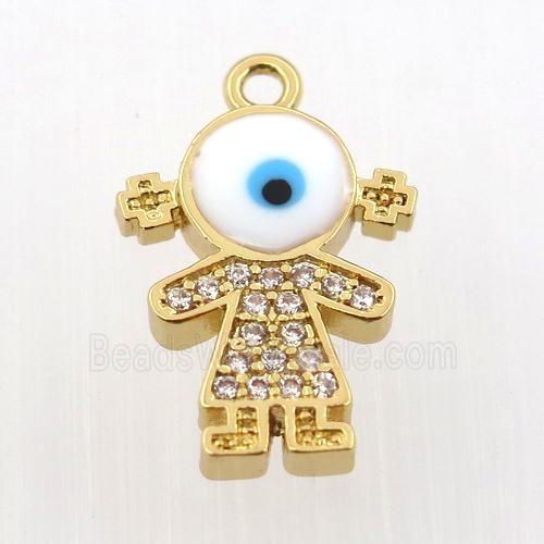copper girl pendant pave zircon, gold plated