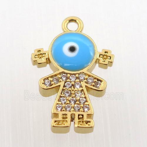 copper girl pendant pave zircon, gold plated
