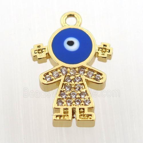 copper girl pendant pave zircon, gold plated