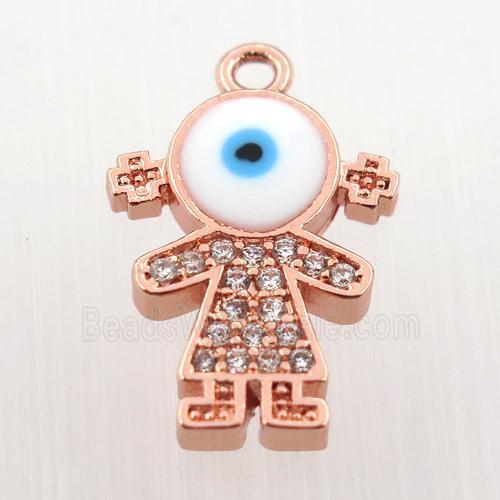 copper girl pendant pave zircon, rose gold