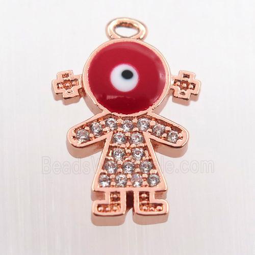 copper girl pendant pave zircon, rose gold