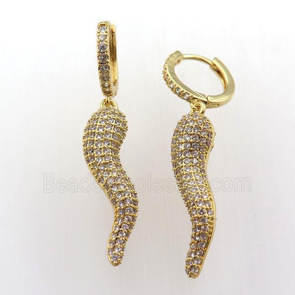 copper hoop earring pave zircon with Pepper, gold plated
