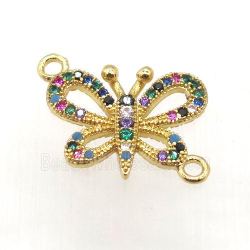 copper butterfly connector paved zircon, gold plated