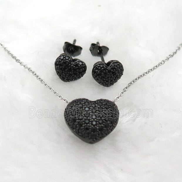 copper Jewelry Sets pave zircon, black plated