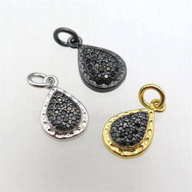 copper teardrop pendant paved zircon, mixed color