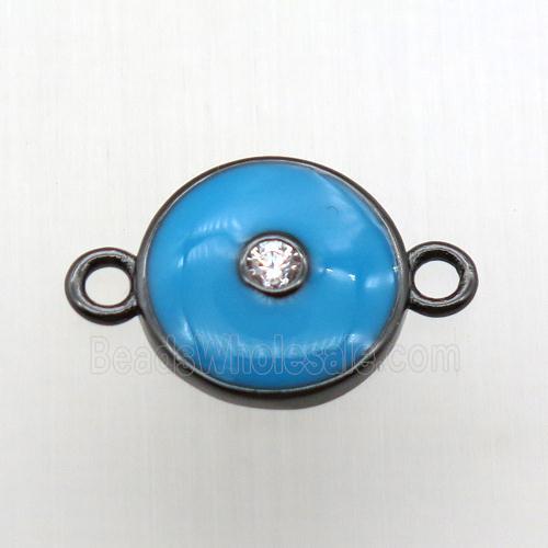 copper eye connector pave zircon, black plated