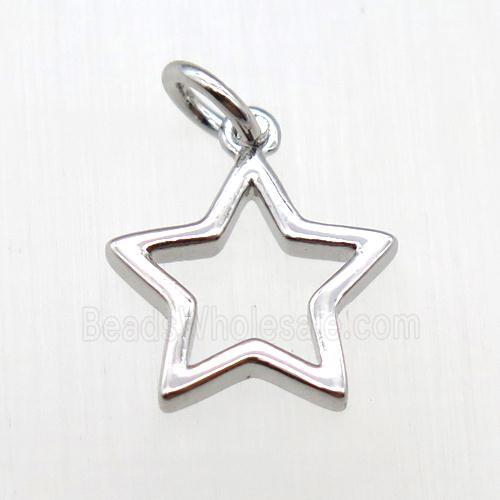 copper star pendant, platinum plated