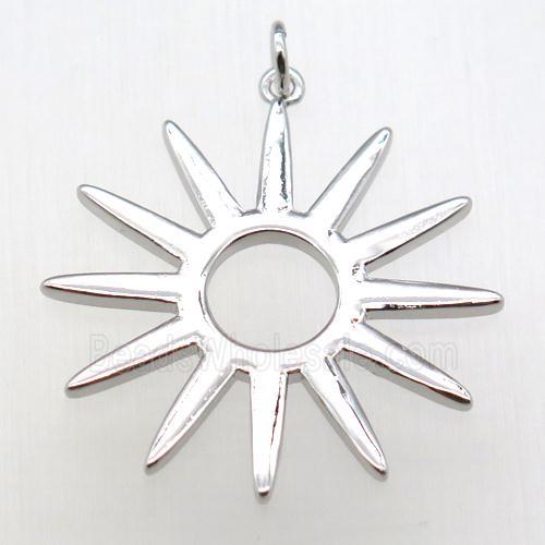 copper sun pendant, platinum plated