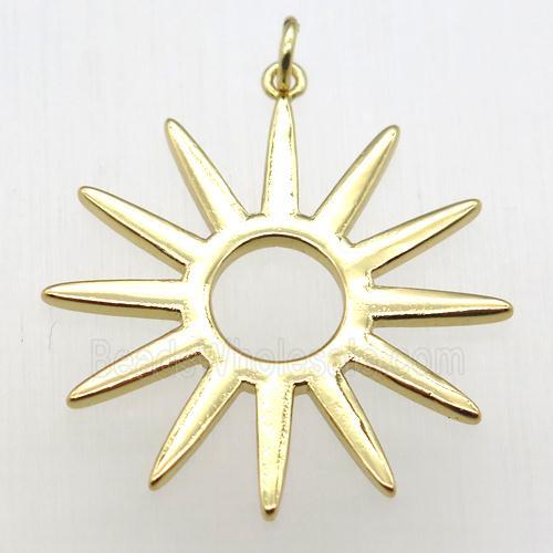 copper sun pendant, gold plated