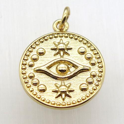 copper circle pendant, gold plated