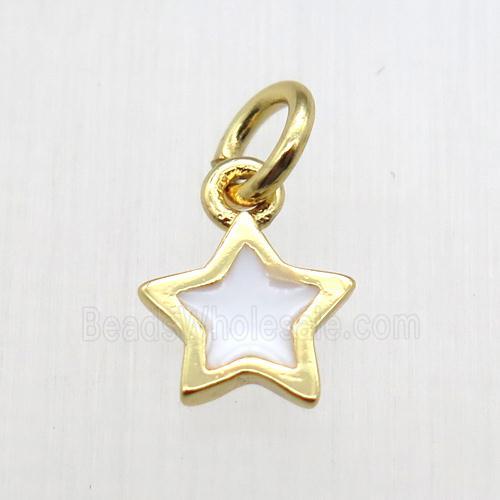 copper star pendant, enameling, gold plated