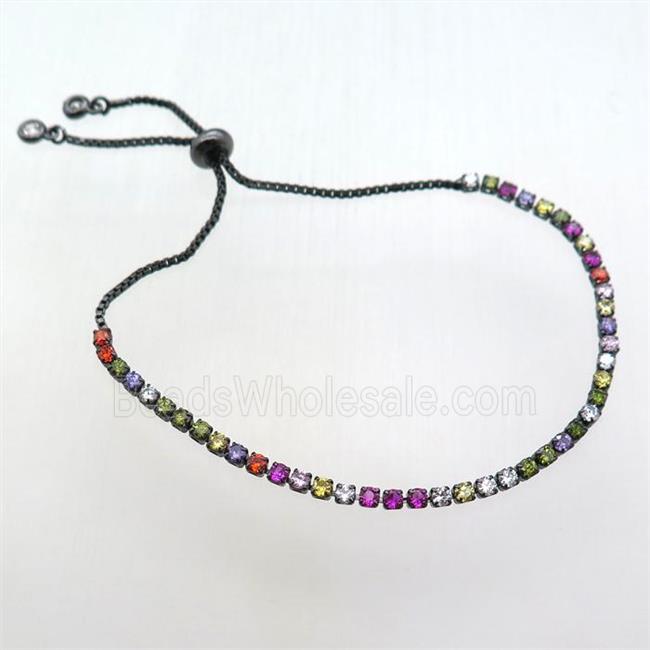 copper Adjustable bracelet paved zircon, black plated