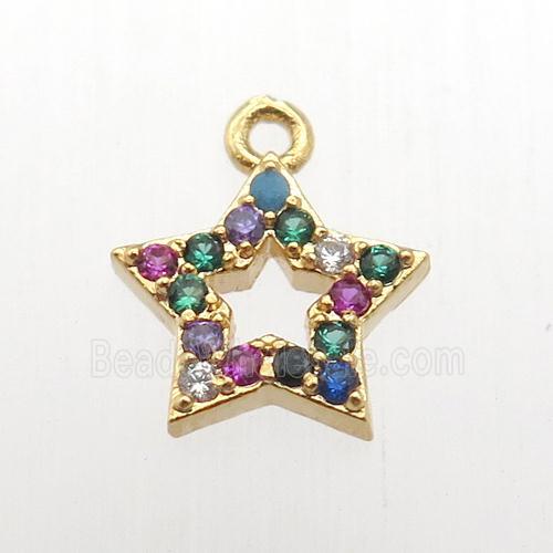 copper star pendant pave zircon, gold plated