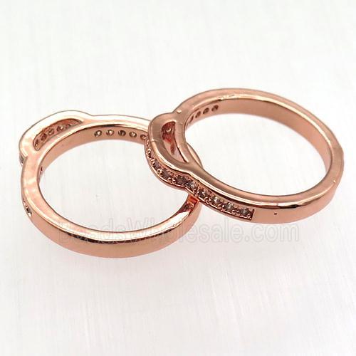 copper circle pendant pave zircon, rose gold