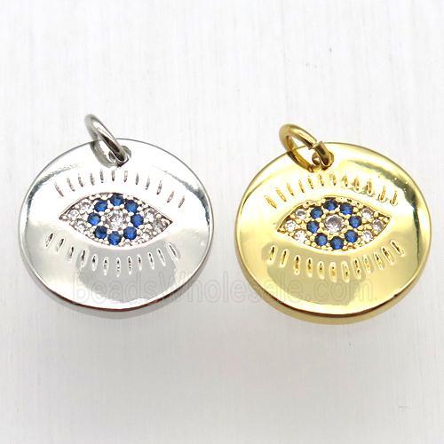 copper eye pendant pave zircon, mixed color