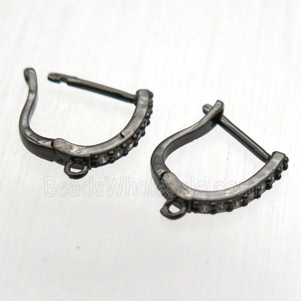 copper Latchback Earrings pave zircon, black plated