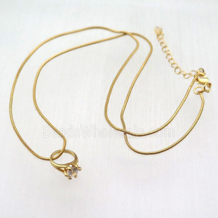 copper necklace, gold plated