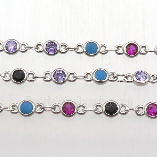 copper chain with zircon, platinum plated