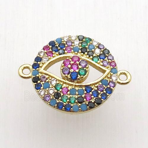 copper eye connector paved zircon, gold plated