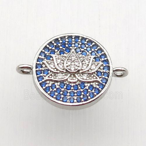 copper lotus connector paved zircon, platinum plated