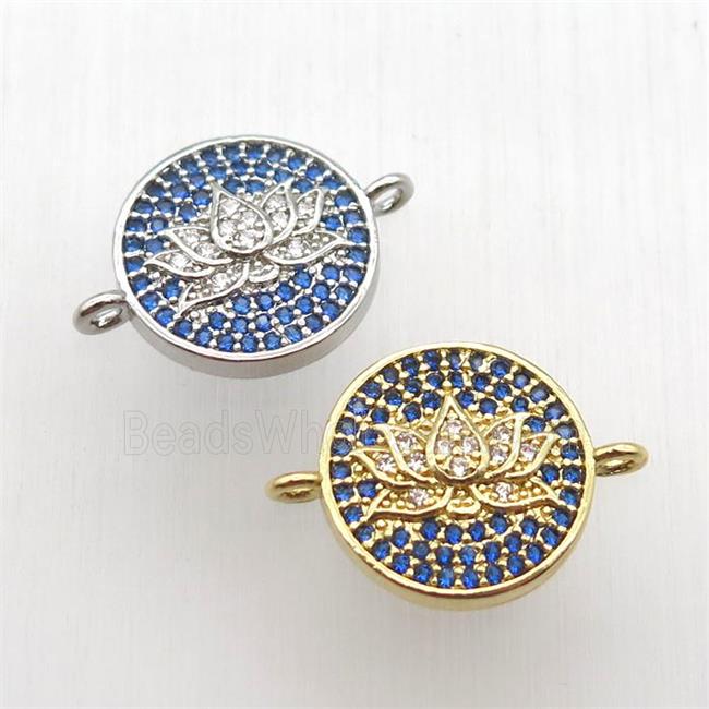 copper lotus connector paved zircon, mixed color