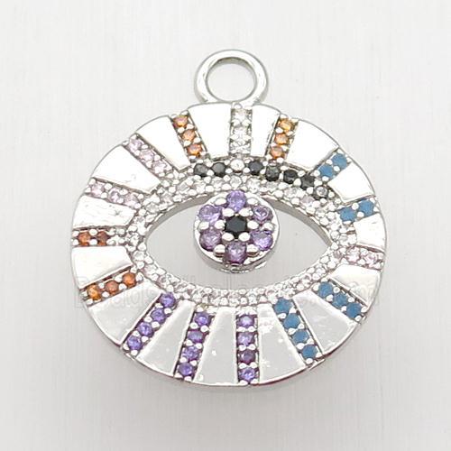 copper eye pendant paved zircon, platinum plated