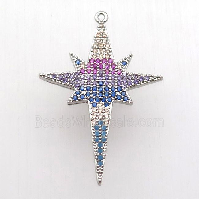 copper northStar pendant paved zircon, platinum plated