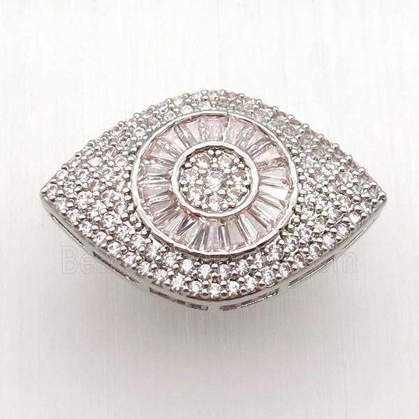 copper eye beads paved zircon, platinum plated