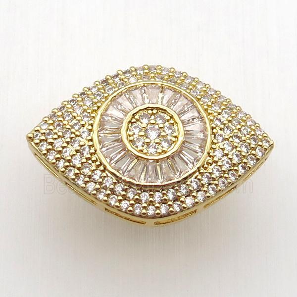 copper eye beads paved zircon, gold plated