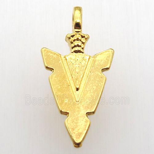 copper arrowhead pendant, gold plated