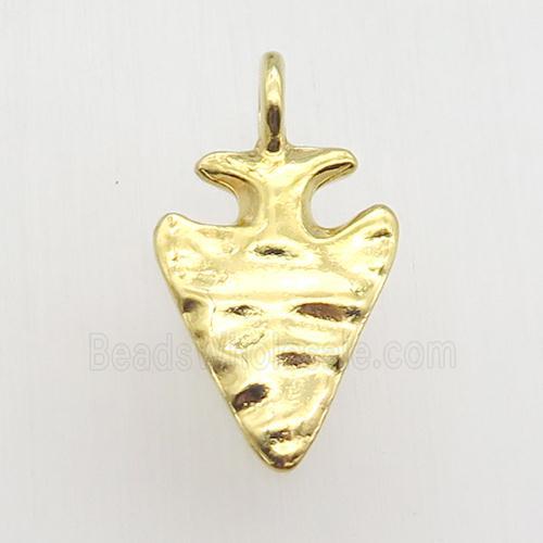hammered copper arrowhead pendant, gold plated