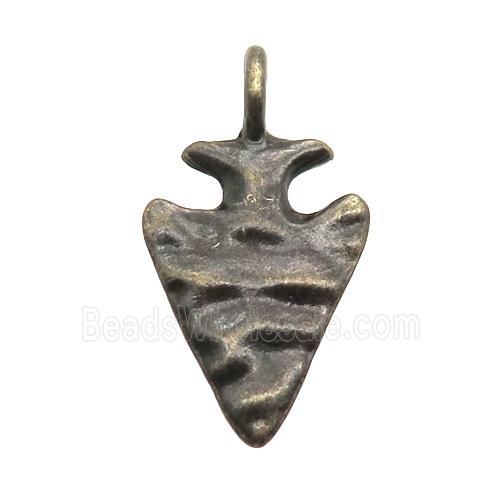 hammered copper arrowhead pendant, antique bronze