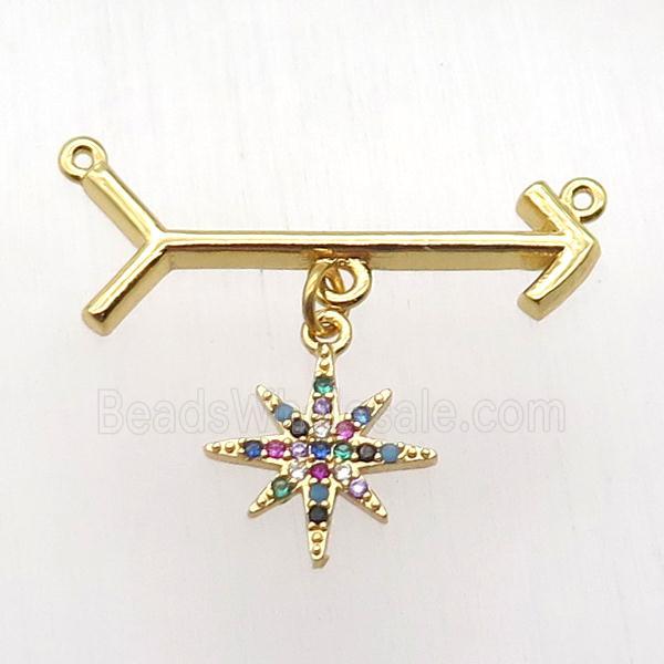 copper arrow pendant, northstar, gold plated