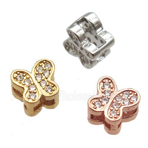 copper butterfly beads paved zircon, mixed color