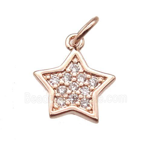 copper star pendant paved zircon, rose gold