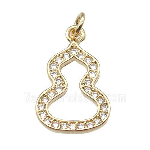 copper cucurbit pendant paved zircon, gold plated