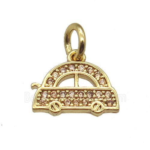 copper car pendant paved zircon, gold plated