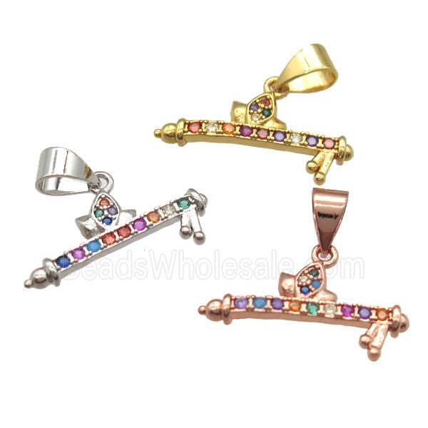 copper pendant paved zircon, mixed color