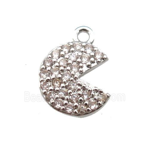 copper Emoji pendant paved zircon, platinum plated