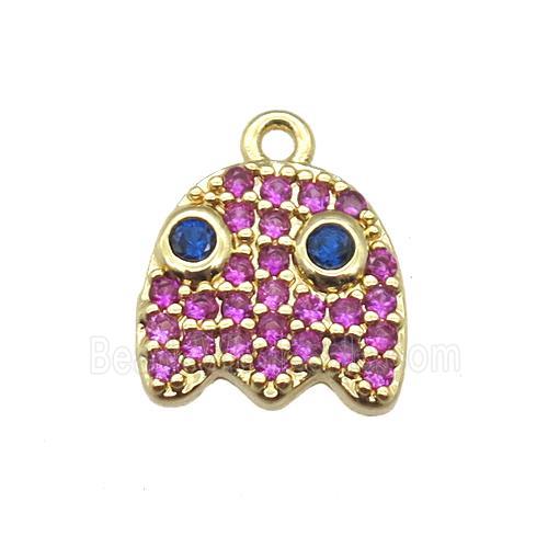 copper acaleph pendant paved zircon, gold plated